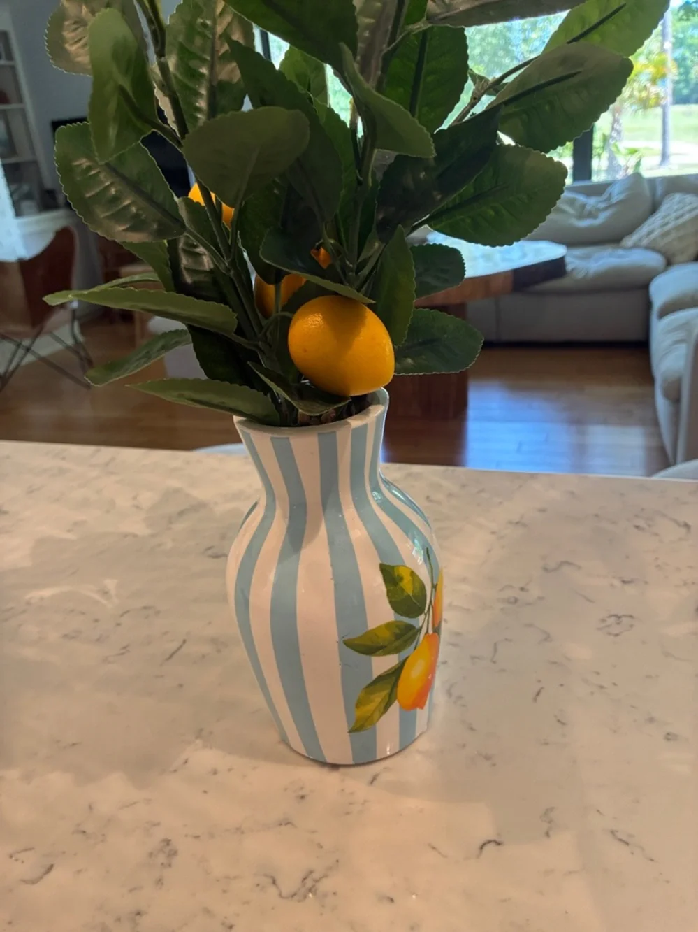 🍋 MacKenzie-Childs Inspired Coastal Lemon Vase w/ Faux Citrus Arrangement 🍋